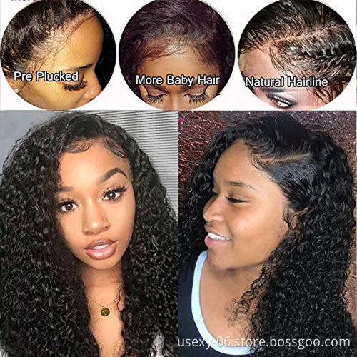 Wholesale Raw Indian Virgin Hair HD Lace Frontal Wig Women Curly Wig Full Swiss Lace Front Closure Human Hair Wig Kinky Curly